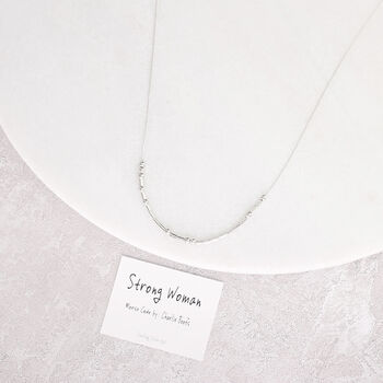 Sterling Silver 'Strong Woman' Morse Code Necklace, 8 of 9