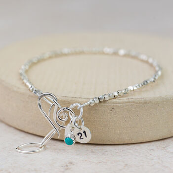 Sterling Silver Mini Nugget With Birthstone Bracelet, 2 of 8