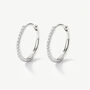 Gold Or Silver Half Pave Tennis Hoop Earrings, thumbnail 3 of 4