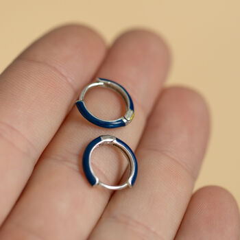 Sterling Silver Colourful Enamel Hoop Earrings, 12 of 12