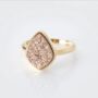 Rose Druzy Crystal Teardrop 18k Gold Plated Ring, thumbnail 2 of 5