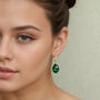 Art Deco Emerald Green Teardrop Chrysler Earrings, thumbnail 2 of 9