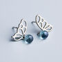 Sterling Silver Blue Crystal Butterfly Wing Stud Earrings, thumbnail 1 of 7