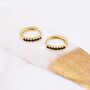 Sterling Silver Skinny Huggie Hoop Earrings With Black Cz Crystals, thumbnail 2 of 12