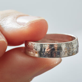 British Shilling Sterling Silver Coin Ring, 2 of 12