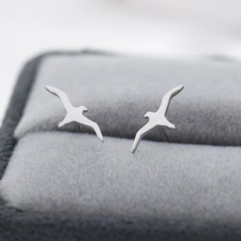 Albatross Bird Stud Earrings In Sterling Silver, 2 of 11