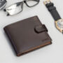 Personalised Dark Brown And Tan Leather Wallet Rfid, thumbnail 1 of 8