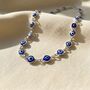 Blue Evil Eye Silver Good Luck Protection Necklace, thumbnail 1 of 4