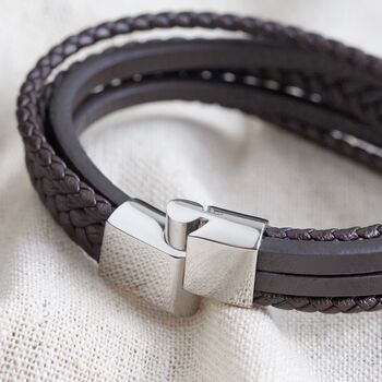 Men's Layered Vegan Leather Straps Bracelet, 8 of 9