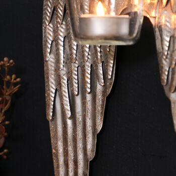 Silver Angel Wings Hanging Metal Tealight Holder, 7 of 10