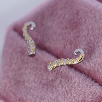 Octopus Tentacle Stud Earrings In Sterling Silver, 7 of 12