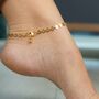 Golden Brass Fan Charm Thin Slim Foot Payal Anklet, thumbnail 2 of 6