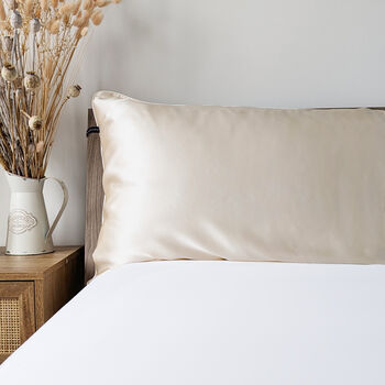 Silk Pillowcase Cream 100% Pure Soft Mulberry Silk Floral Luxury Hair Care Standard Double 50x75cm, 5 of 5