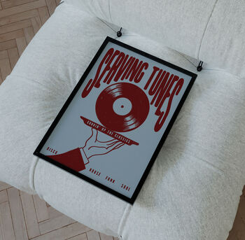 Serving Tunes Print | Music Poster | Home Decor | Vinyl | Illustration | Record | Bar | Trendy | Retro | Disco And House | Mid Century, 8 of 11
