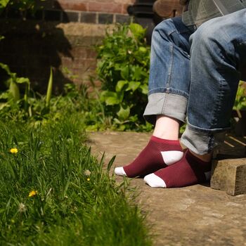 Lux Taylor Burgundy Luxury Crew And Trainer Men’s Socks, 4 of 6