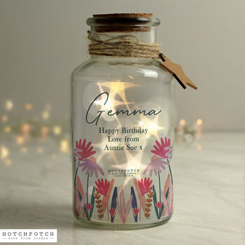 Personalised Wild Flower LED Glass Jar For Mother's Day, 3 of 4