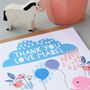 12 Personalised Bunnies With Balloons Thank You Cards, thumbnail 4 of 4