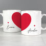 Personalised Two Hearts Couples Valentine's Mug Set, thumbnail 1 of 3