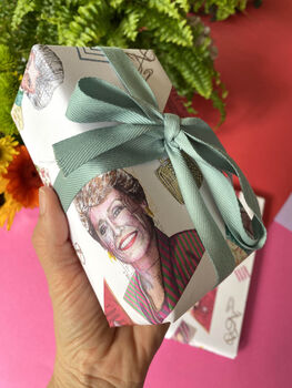 Golden Girls Wrapping Paper, Funny Retro Gift Wrap With Blanche, Dorothy, Rose And Sophia, 3 of 10