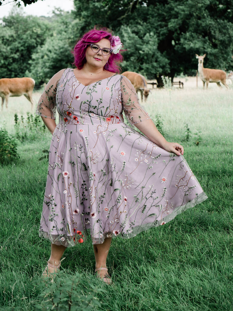 Image of Lilac Botanical Lace Dress, Plus Sizes Availables