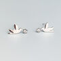 Sterling Silver Flying Dove Stud Earrings, thumbnail 3 of 5