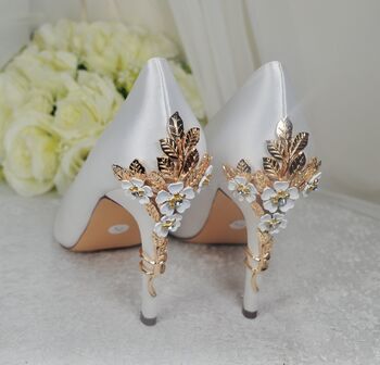 Ivory Floral Bridal Shoes With Matching Bag, 5 of 8