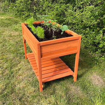Wooden Raised Herb Planter With Two Liners, 4 of 9