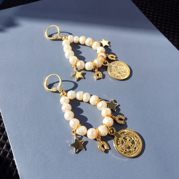 Freshwater Pearl Lucky Charm Earrings, 2 of 5