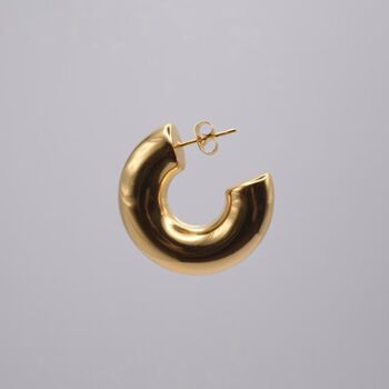 Chunky Big Hoop Earrings, 18 K Gold Plated, 3 of 4