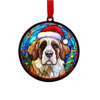 St Bernard In Santa Hat Suncatcher Decoration, 6 of 6