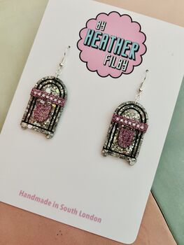 Jukebox Glitter Resin Earrings / Gift For Music Lover / Retro Rockabilly Jewellery / Gift For Dancers And Music Lovers, 6 of 6