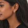 Gold Plated Sterling Silver Rectangle Huggie Hoop Earrings – 13mm X 9mm, thumbnail 4 of 6