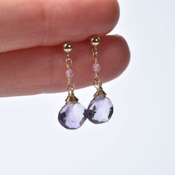 Pink Tourmaline And Pink Amethyst Drop Earrings, 4 of 10