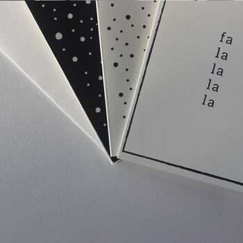 Monochrome Pack Of Six Hand Printed Christmas Cards, 6 of 6
