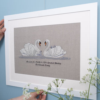 Personalised Embroidered Swan Family Artwork, 4 of 5