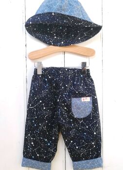 Reversible Constellation Baby Kids Cotton Trousers, 5 of 8