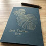 Personalised Monstera Thank You Teacher Gold Foil Card, thumbnail 9 of 9
