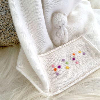 Cashmere Baby Blanket With Braille Personalised Pocket, 4 of 9