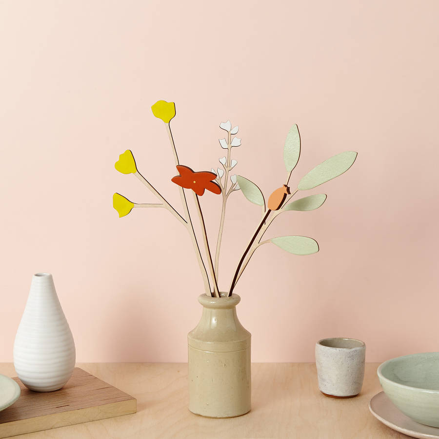 Decorative Wooden Flowers Buttercup And Sage Set By Anna