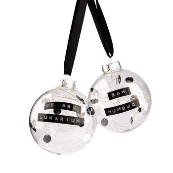 Personalised Christmas Tree Bauble Black And White Ornament, 2 of 8