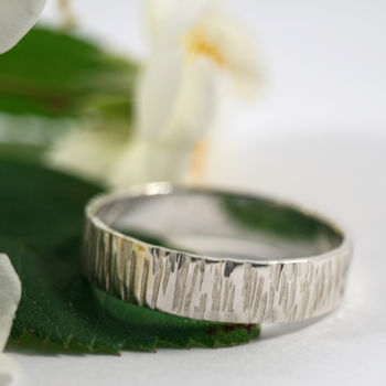 Bark Effect Rings In 9ct White Eco Gold, 4 of 11