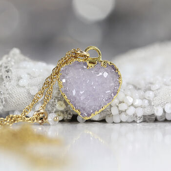 Diamond And Druzy Love Heart Necklace, 2 of 11