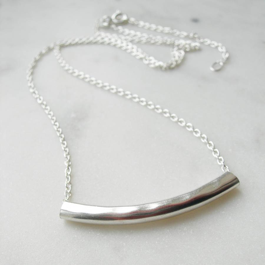 hammered silver bar necklace by hazey designs