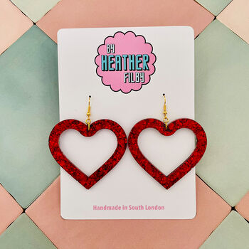 Large Sparkly Heart Earrings, 5 of 12