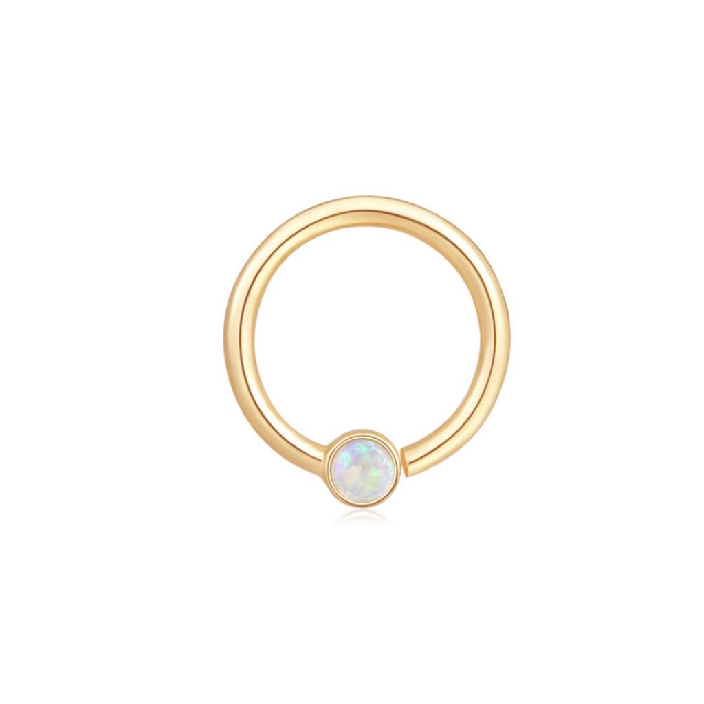 14k Solid Gold Opal Daith Hoop By LollieShop Jewellery ...