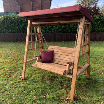 Dorset Two Seater Wooden Garden Swing Seat, 3 of 6