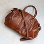 Leather Holdall Bag, Tan, thumbnail 2 of 6