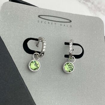 Sterling Silver Birthstone Charm Huggies Earrings, 2 of 12