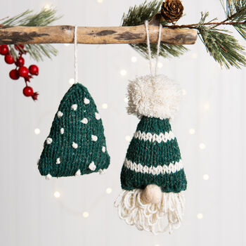 Oh Christmas Tree And Gonk Bauble Duo Easy Knitting Kit, 2 of 10
