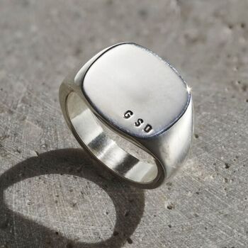 Men’s Chunky Rounded Square Initial Signet Ring, 2 of 4
